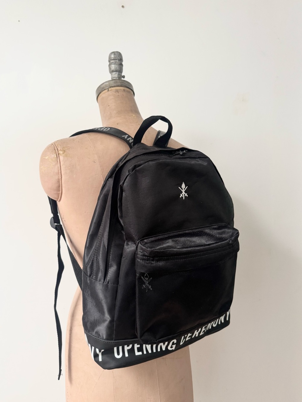 OPENING CEREMONY black satin logo backpack